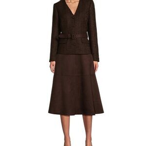 Preston & York Skirt Suit Size 12 & 14 Espresso Brown 2-Piece Skirt & Blazer NWT
